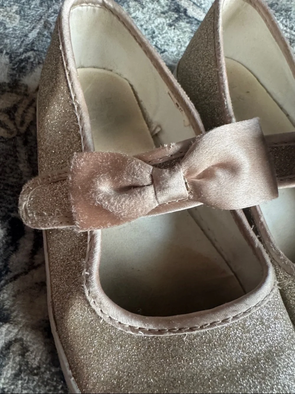 Janie & Jack Girls Sparkle Bow Slip-On Shoes